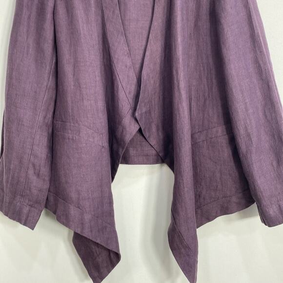 Coldwater Creek Linen Cardigan Open Front Waterfall Women's Large Purple - Picture 4 of 12